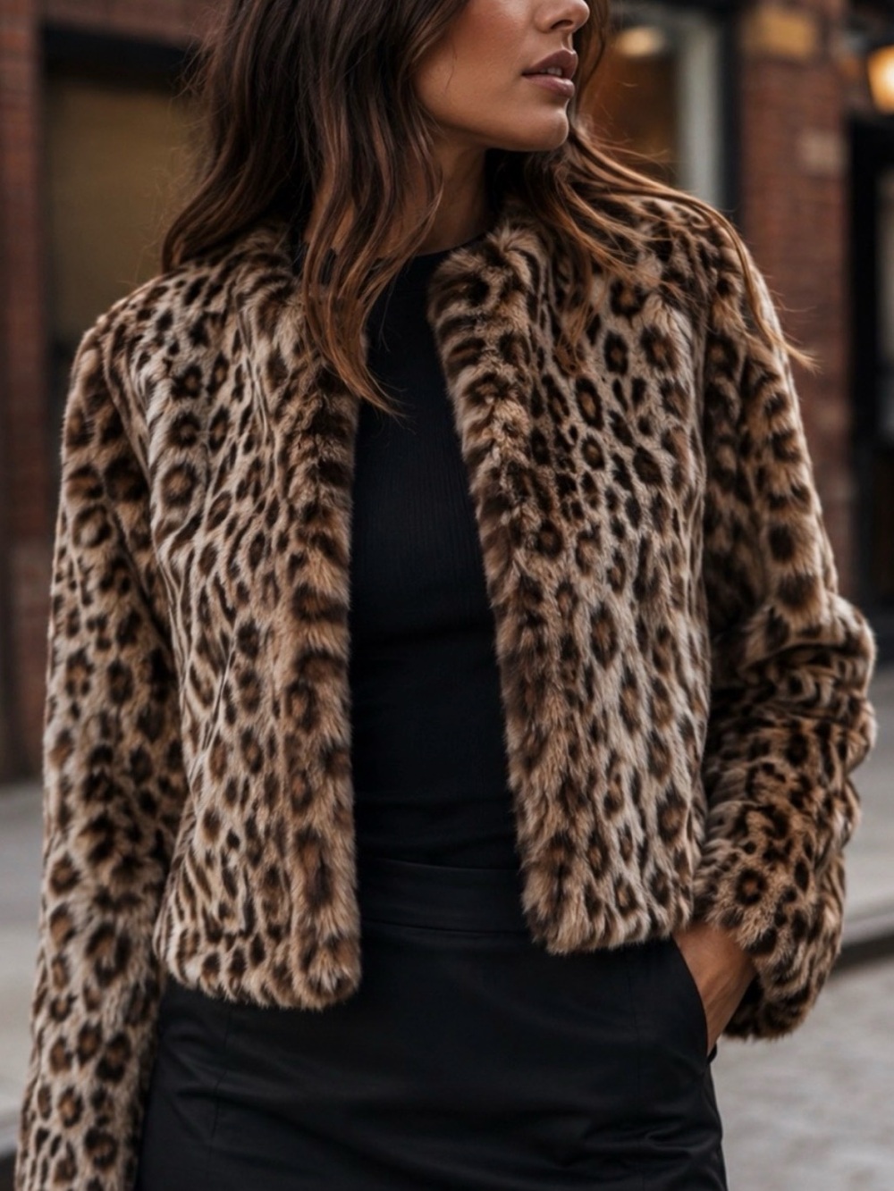 Trouvé Leopard Faux Fur Jacket Coat Medium